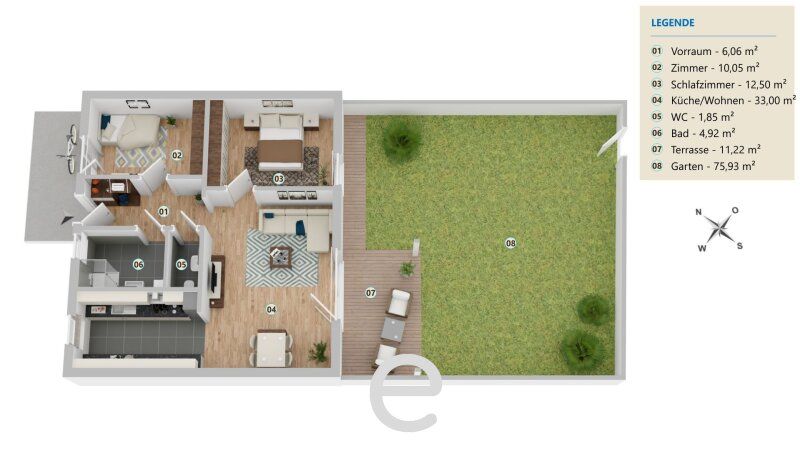HYGGE Wohnen Top B0.2 - Traumhafte Gartenwohnung 68,38m² mit 3 Zimmer - Bild 2