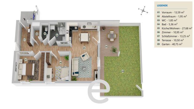 HYGGE Wohnen Top A0.1 - 74,62m² im Erdgeschoss mit eigenem Garten & Terrasse