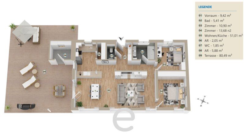 Ganz oben angekommen - Einzigartiges Penthouse mit 80m² Terrasse in perfekter Infrastrukturlage - Bild 1